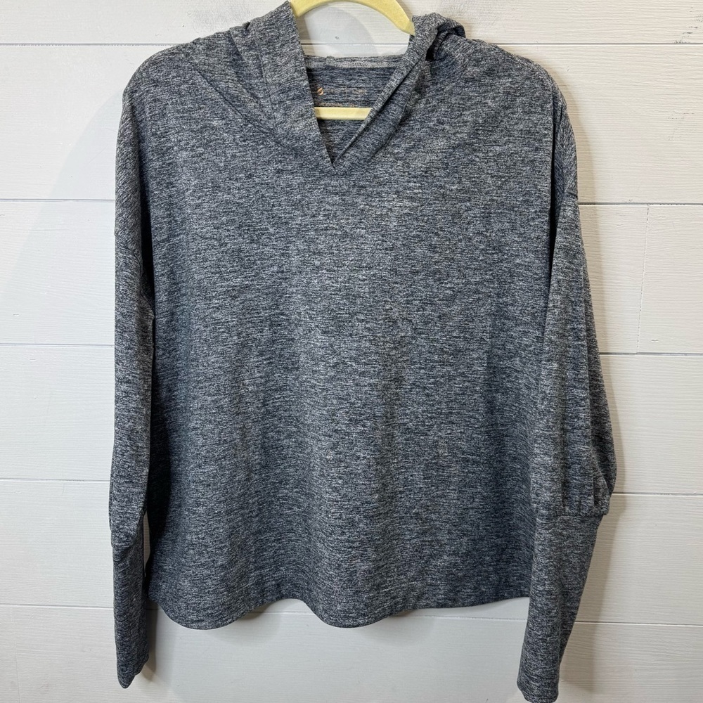 Lou & Grey Form Heathered Gray Hooded Sweater Size XS
